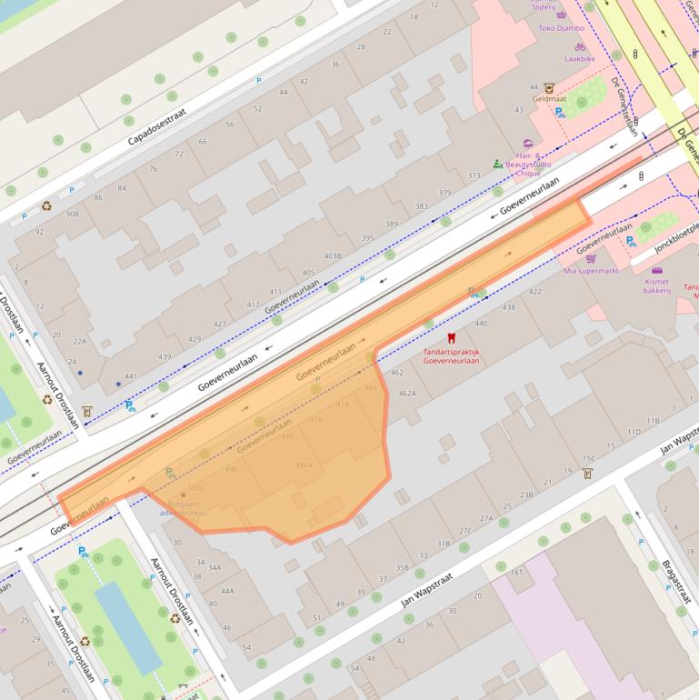 Kaart van postcodegebied 2523CL.