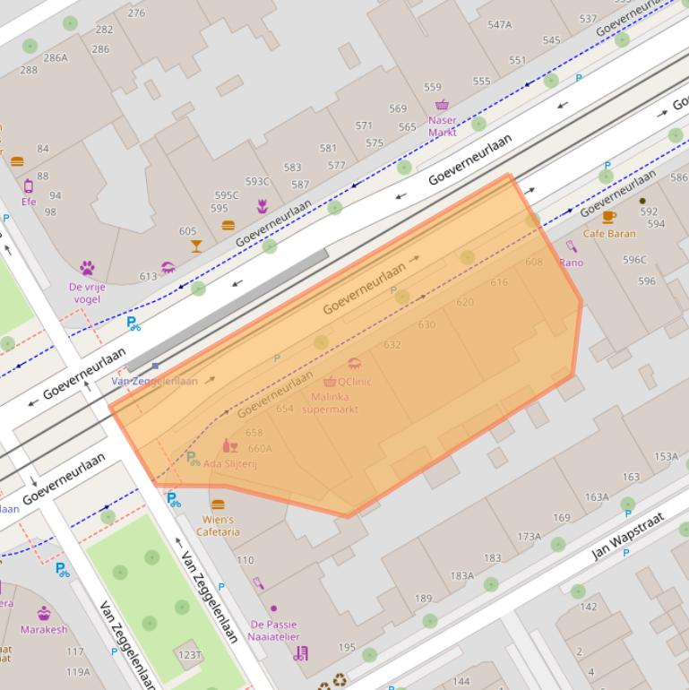 Kaart van postcodegebied 2523CR.