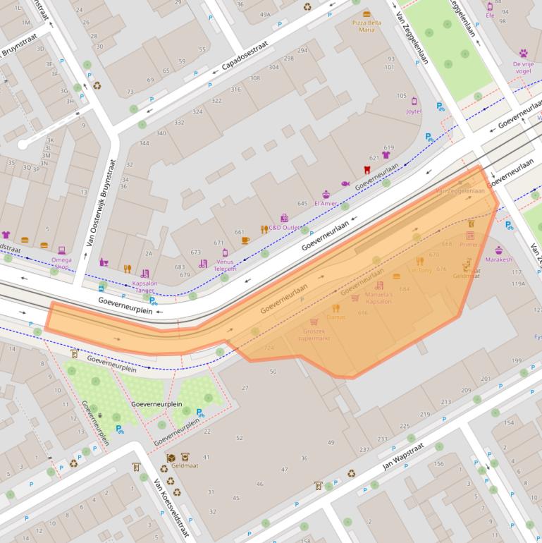 Kaart van postcodegebied 2523CS.