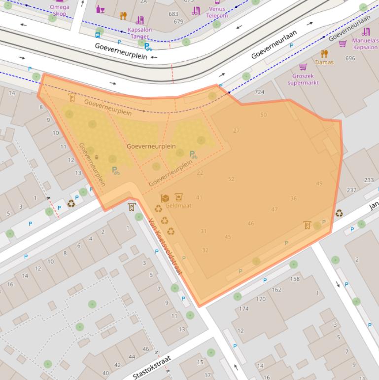 Kaart van postcodegebied 2523EC.