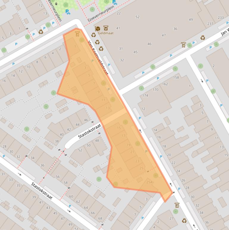 Kaart van postcodegebied 2523ED.