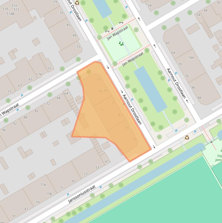 Kaart van postcodegebied 2523EL.