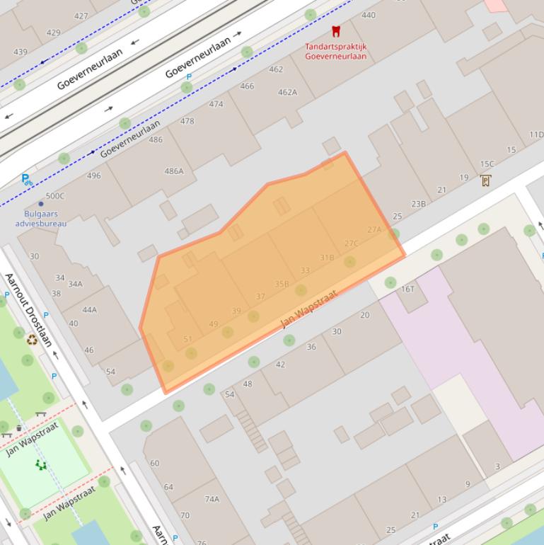 Kaart van postcodegebied 2523GB.