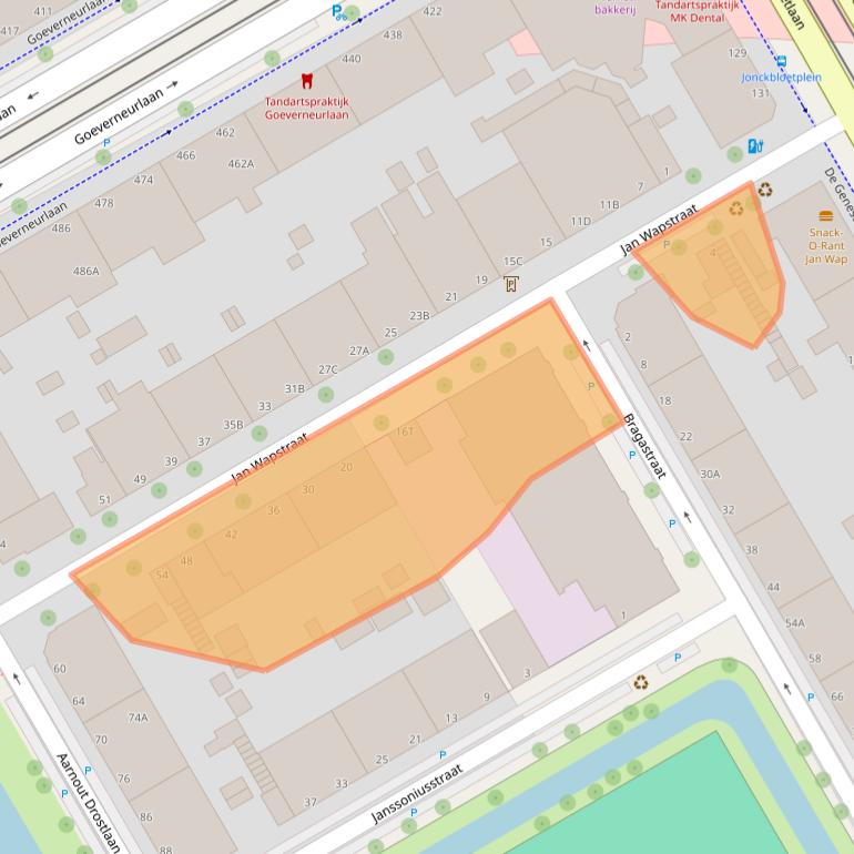 Kaart van postcodegebied 2523GJ.