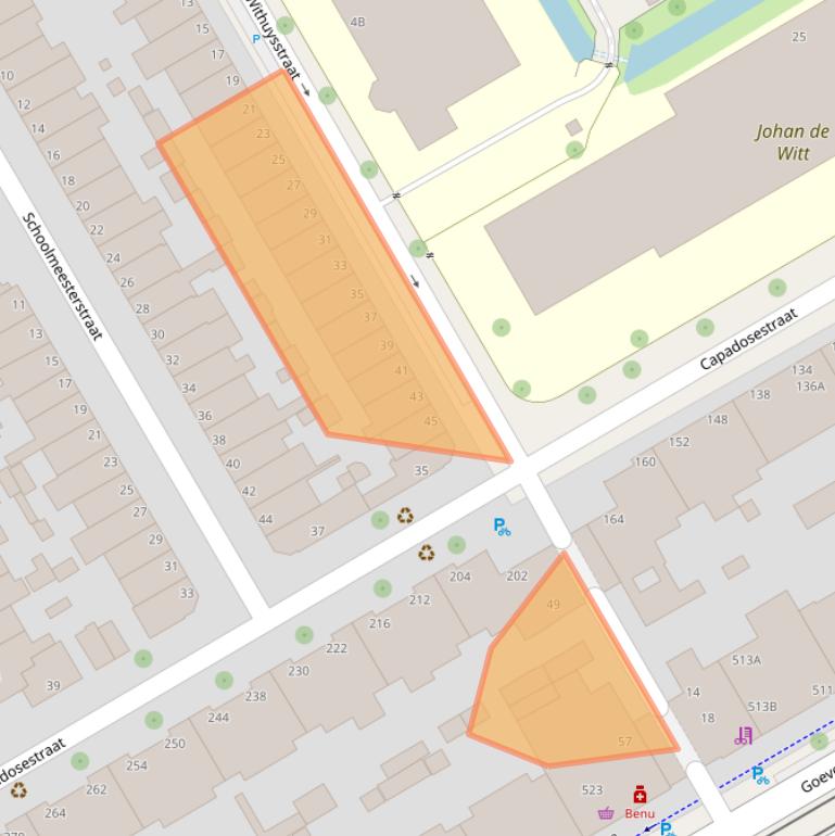 Kaart van postcodegebied 2523GP.