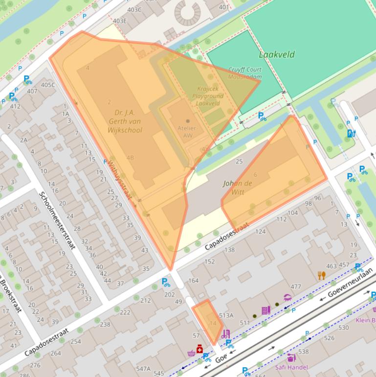 Kaart van postcodegebied 2523GW.