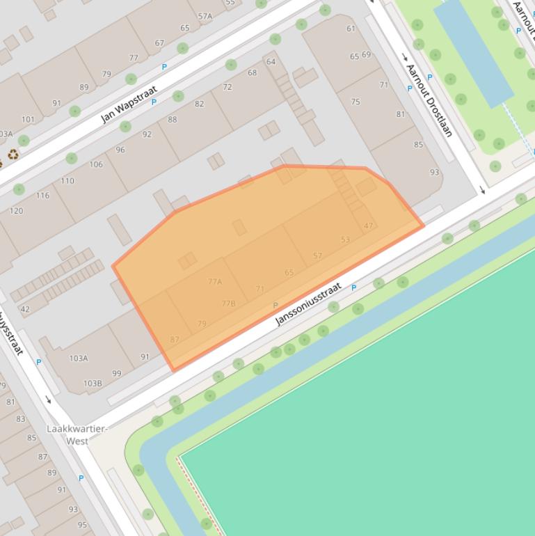 Kaart van postcodegebied 2523HB.