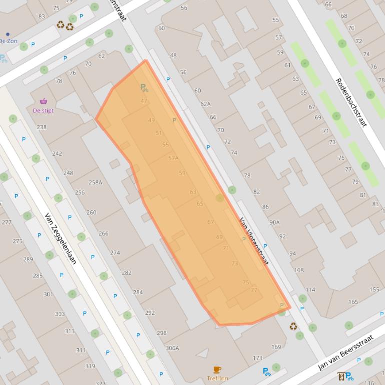 Kaart van postcodegebied 2523JB.