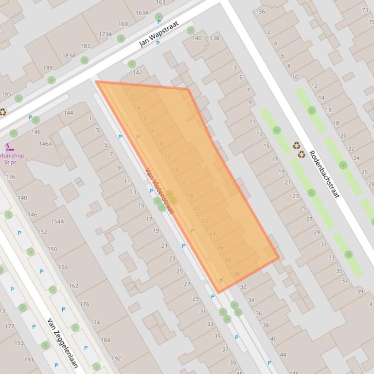 Kaart van postcodegebied 2523JC.
