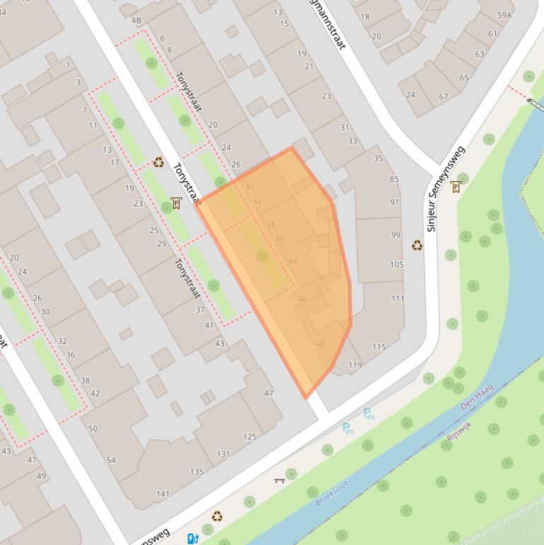 Kaart van postcodegebied 2523KN.