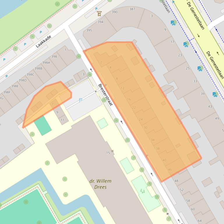 Kaart van postcodegebied 2523XA.