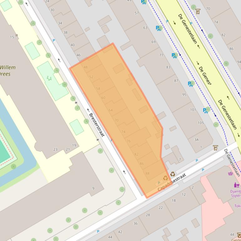 Kaart van postcodegebied 2523XB.