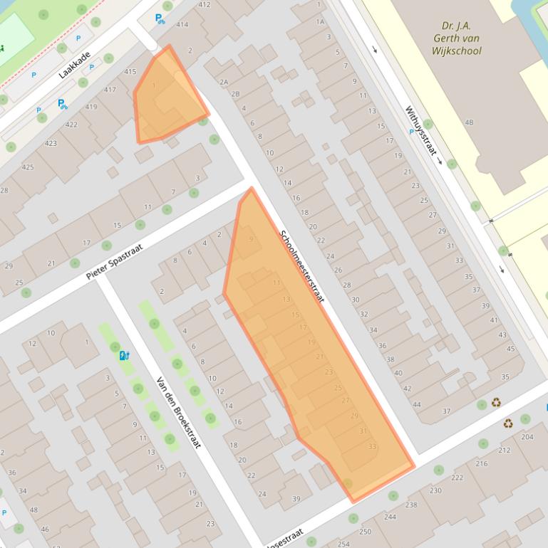 Kaart van postcodegebied 2523XE.