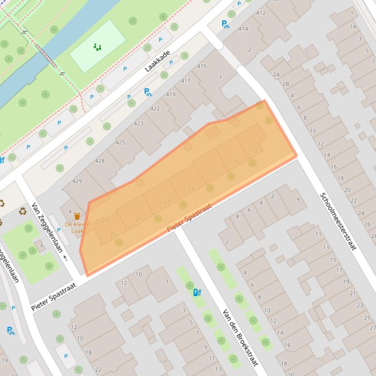 Kaart van postcodegebied 2523XK.
