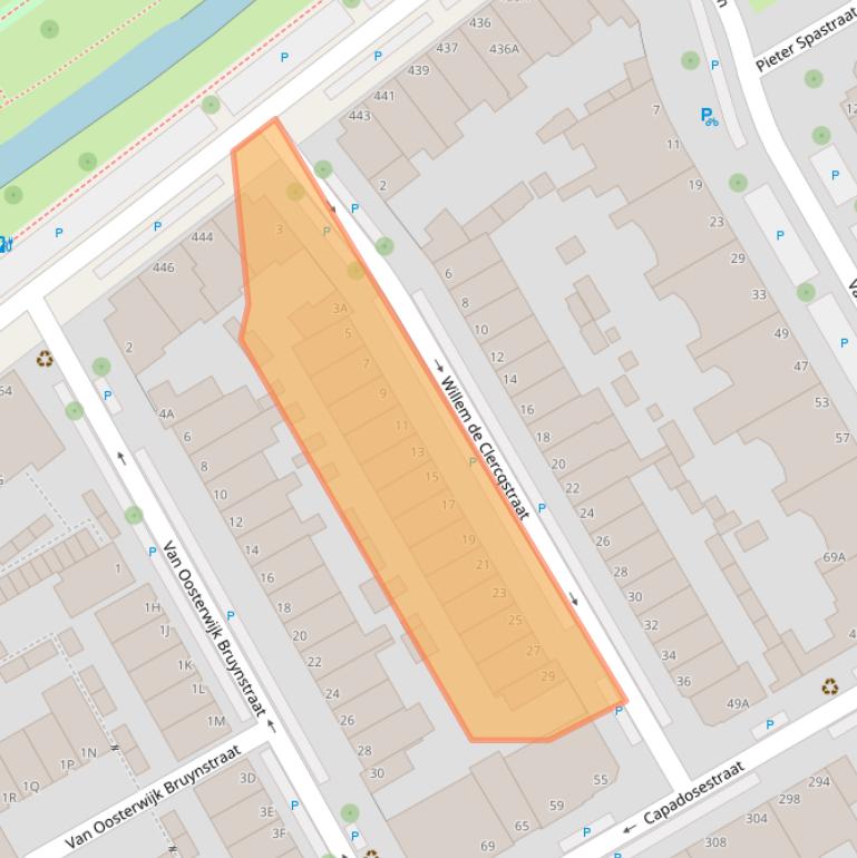Kaart van postcodegebied 2523XN.