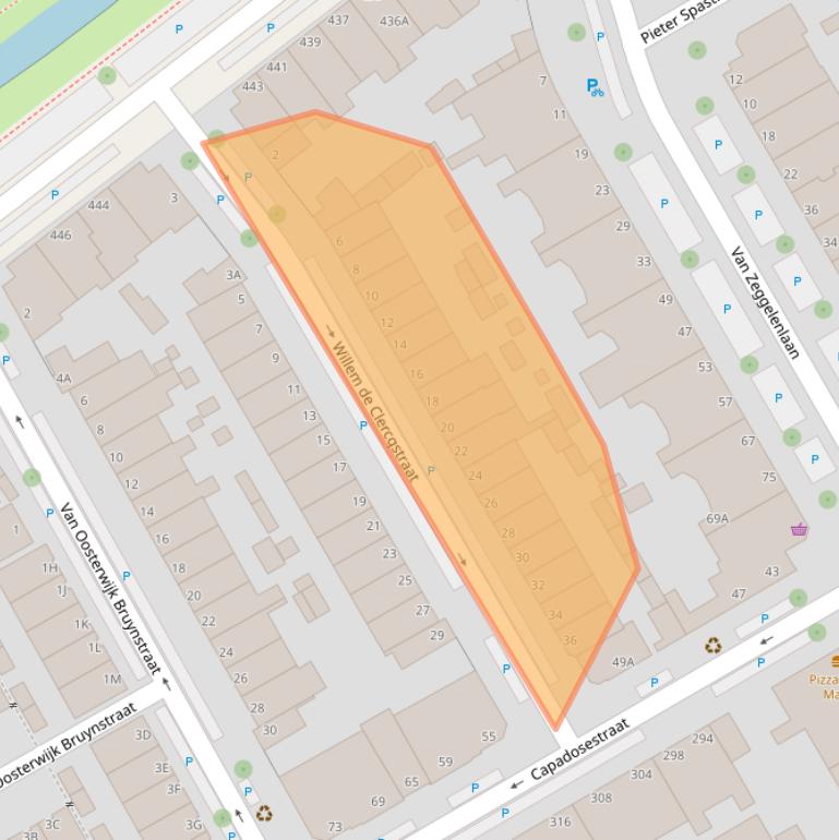 Kaart van postcodegebied 2523XP.