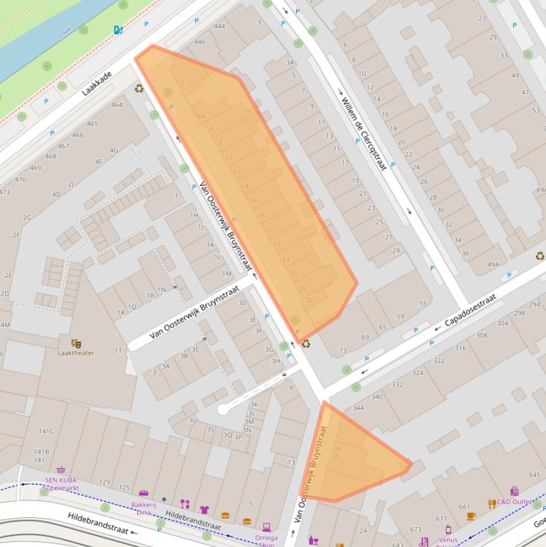 Kaart van postcodegebied 2523XR.