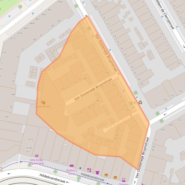 Kaart van postcodegebied 2523XS.