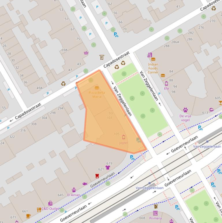 Kaart van postcodegebied 2524AC.