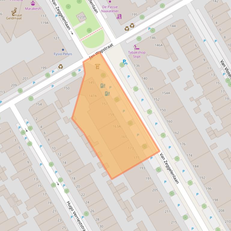 Kaart van postcodegebied 2524AE.