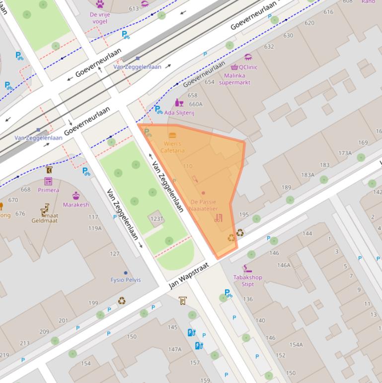 Kaart van postcodegebied 2524AT.