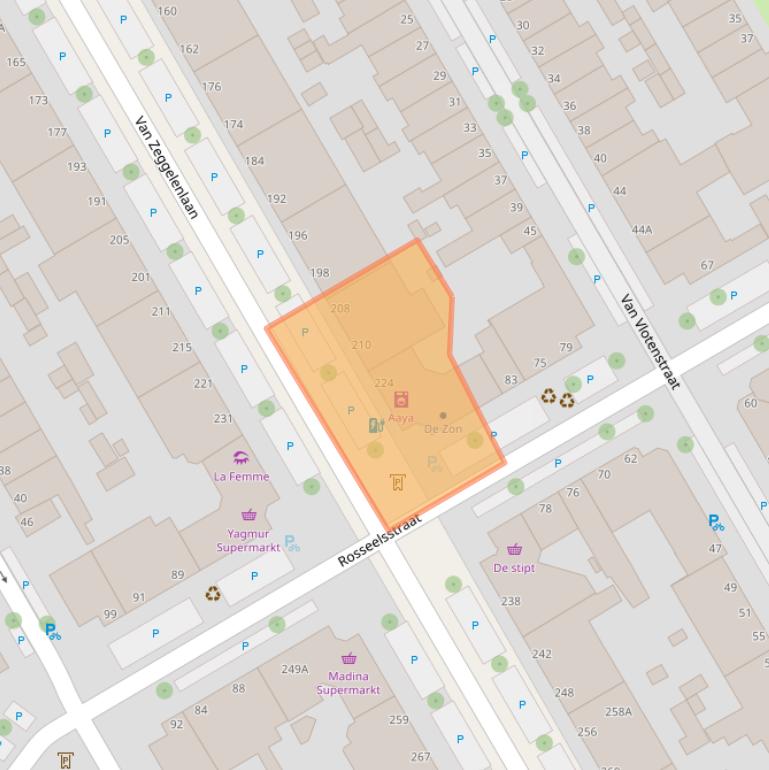 Kaart van postcodegebied 2524AX.