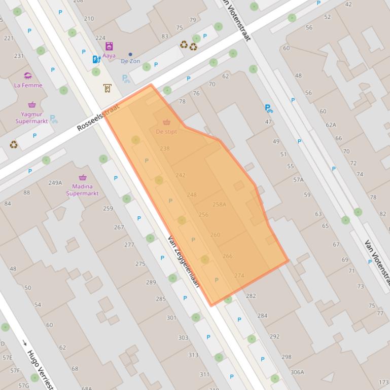 Kaart van postcodegebied 2524AZ.