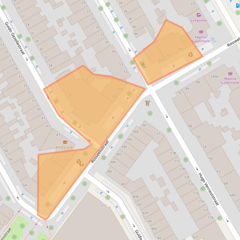 Kaart van postcodegebied 2524BE.