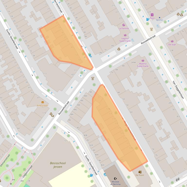 Kaart van postcodegebied 2524CB.