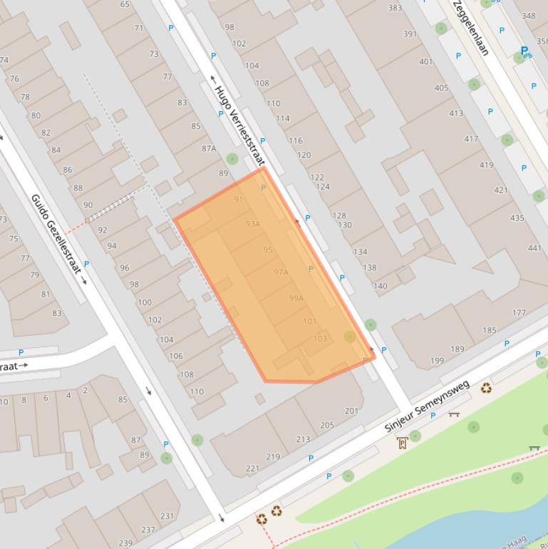 Kaart van postcodegebied 2524CD.