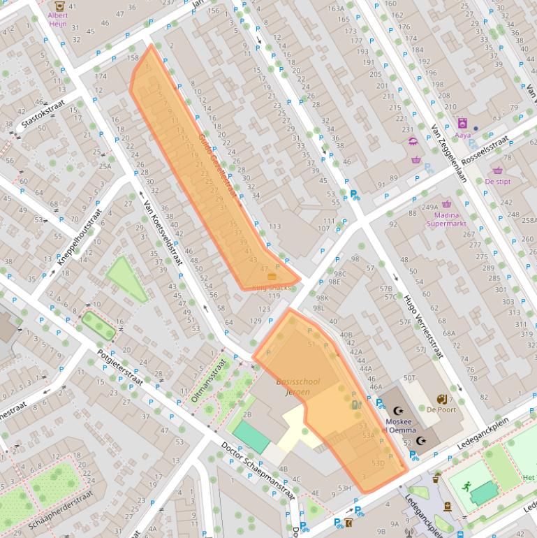 Kaart van postcodegebied 2524CK.