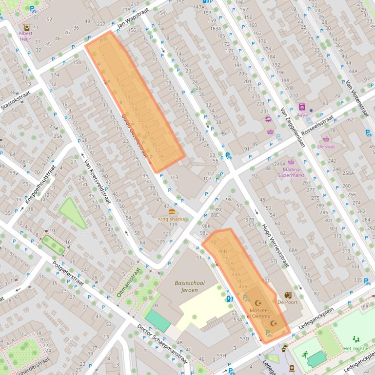 Kaart van postcodegebied 2524CM.