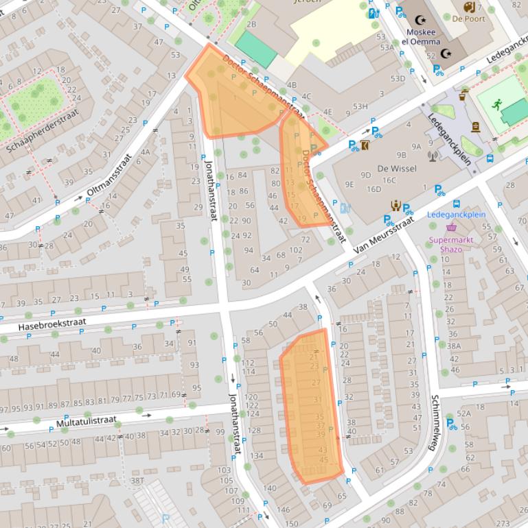 Kaart van postcodegebied 2524CW.