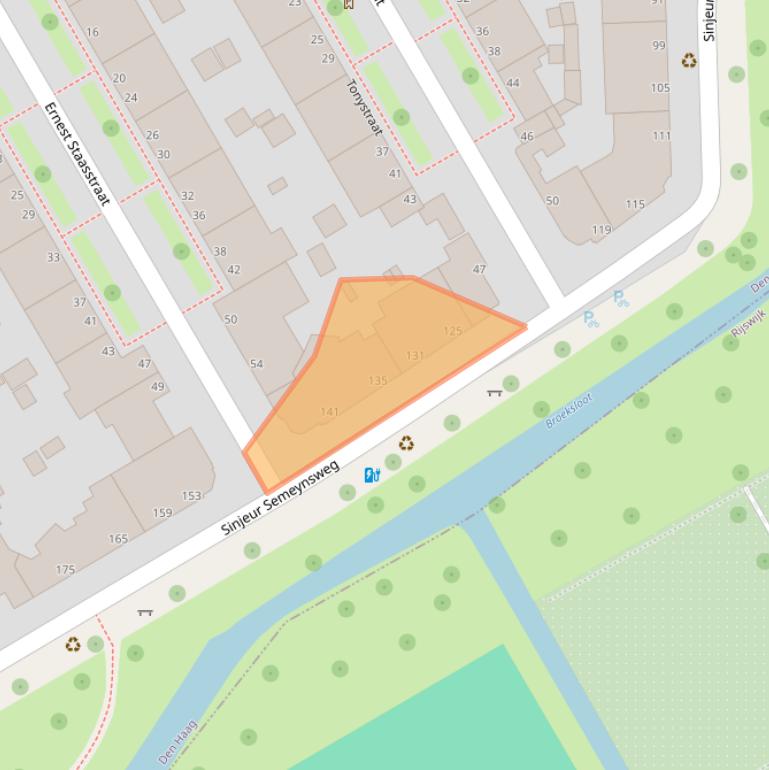 Kaart van postcodegebied 2524EE.