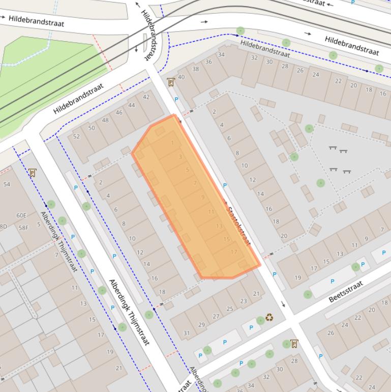 Kaart van postcodegebied 2524EM.