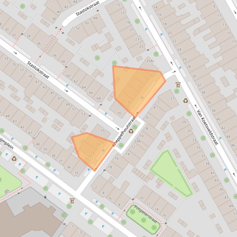 Kaart van postcodegebied 2524ET.