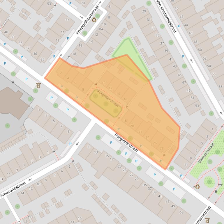Kaart van postcodegebied 2524HZ.