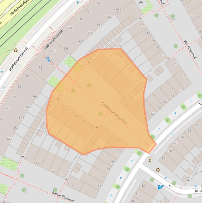 Kaart van postcodegebied 2524JE.