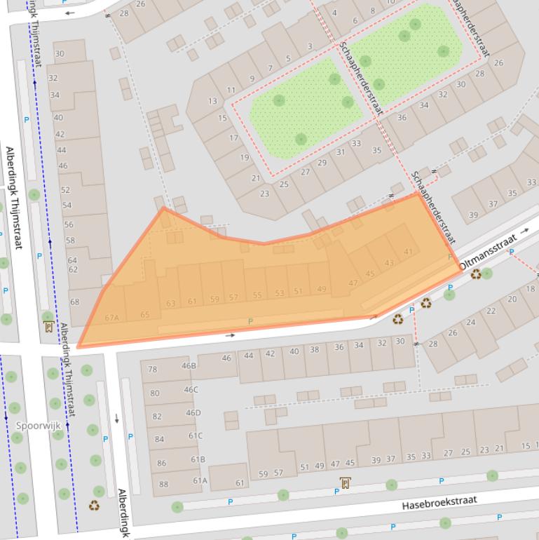 Kaart van postcodegebied 2524LX.