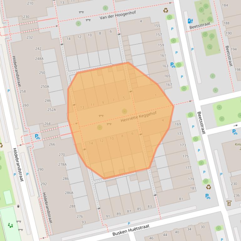 Kaart van postcodegebied 2524RZ.