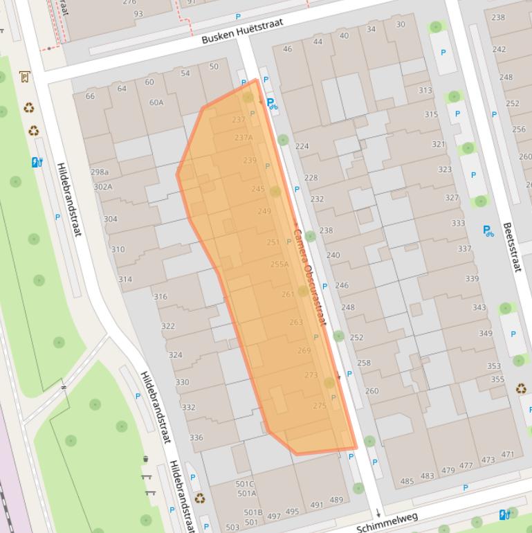 Kaart van postcodegebied 2524TE.