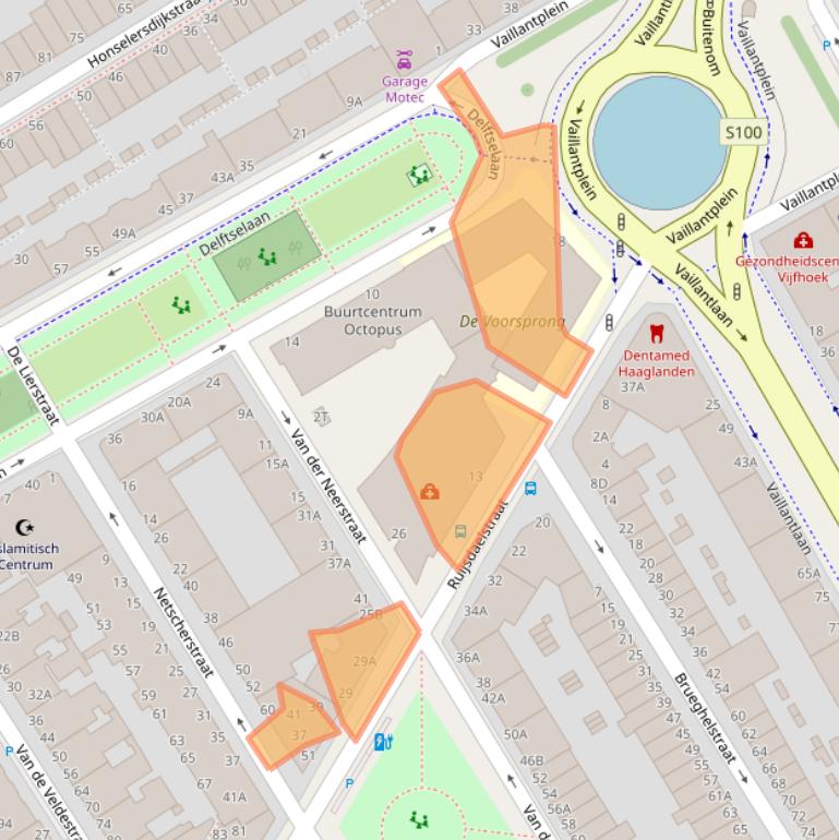 Kaart van postcodegebied 2525AA.