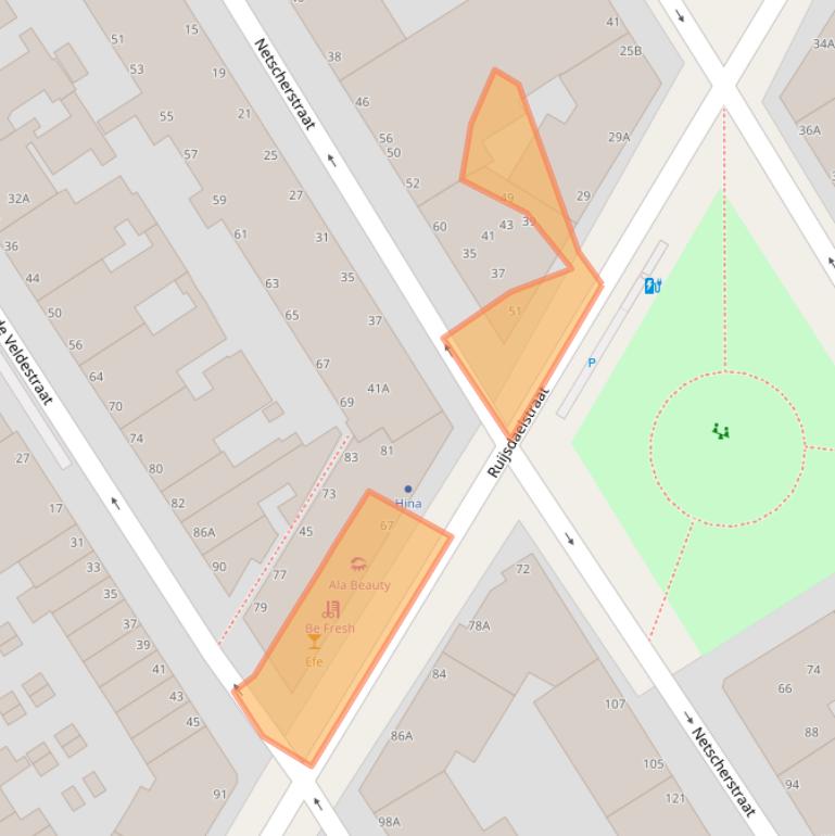 Kaart van postcodegebied 2525AB.