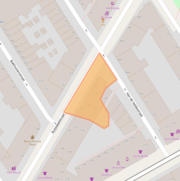 Kaart van postcodegebied 2525AJ.