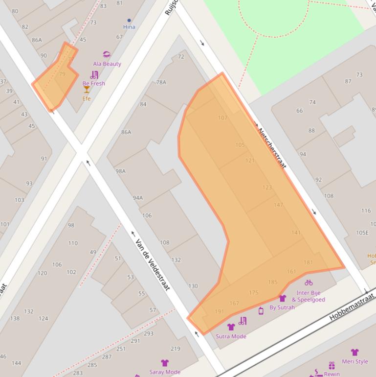 Kaart van postcodegebied 2525AN.