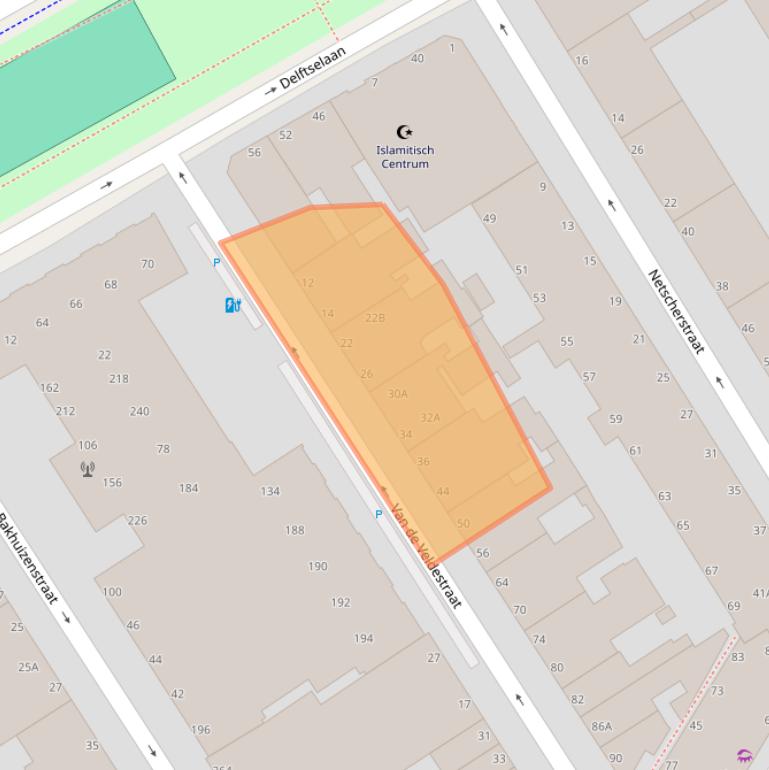 Kaart van postcodegebied 2525AW.