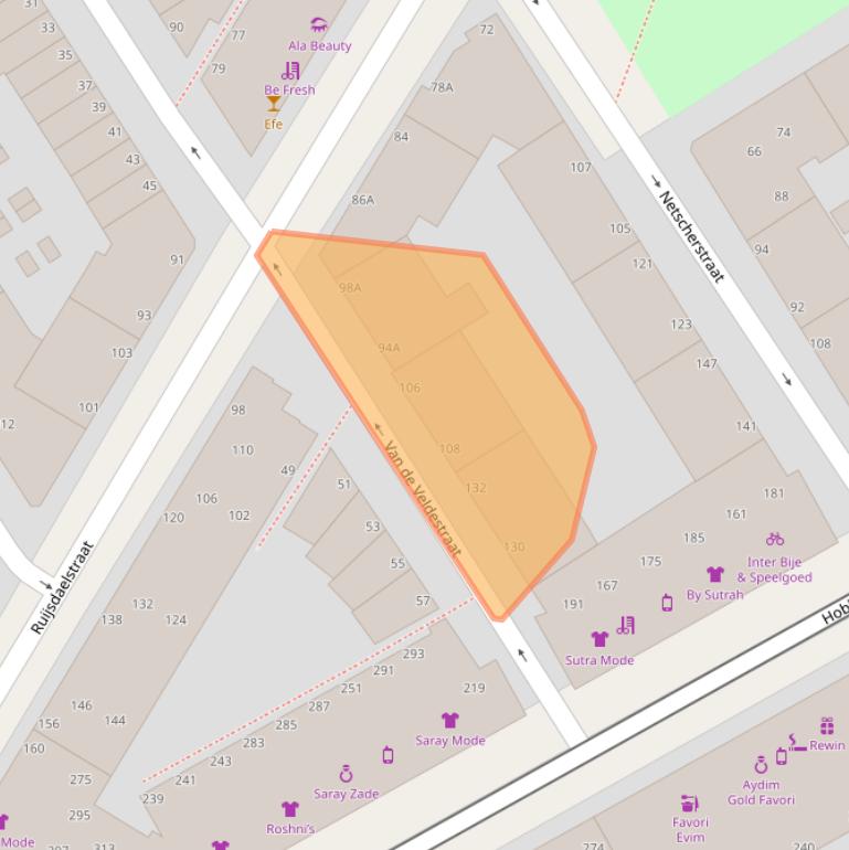 Kaart van postcodegebied 2525AZ.