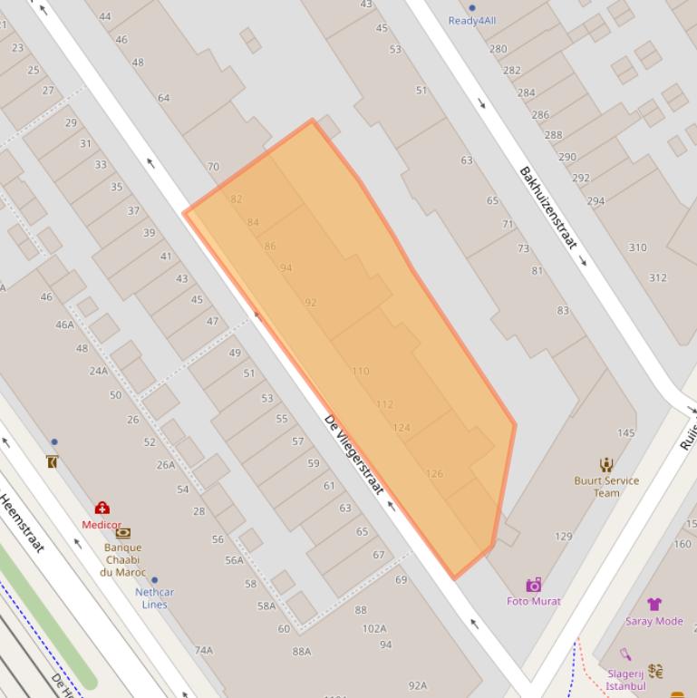 Kaart van postcodegebied 2525BC.