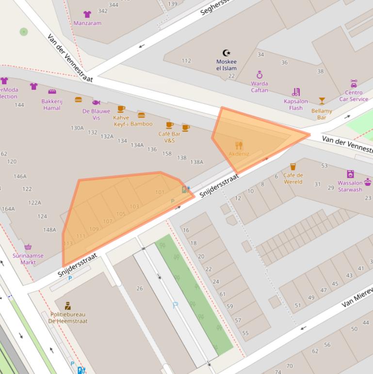 Kaart van postcodegebied 2525BW.