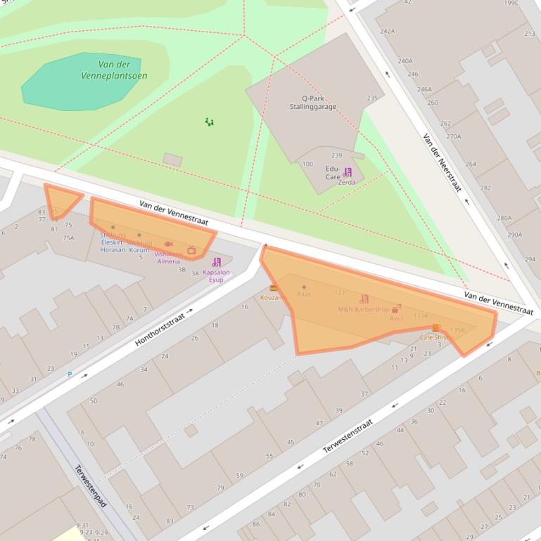 Kaart van postcodegebied 2525CC.